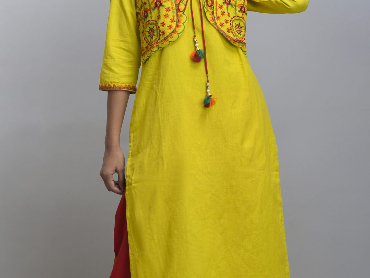 Buy PACU Jaipuri Rajasthani Rayon Straight Kurti with Jacket for Women &  Girls CBS-02-01 at Amazon.in