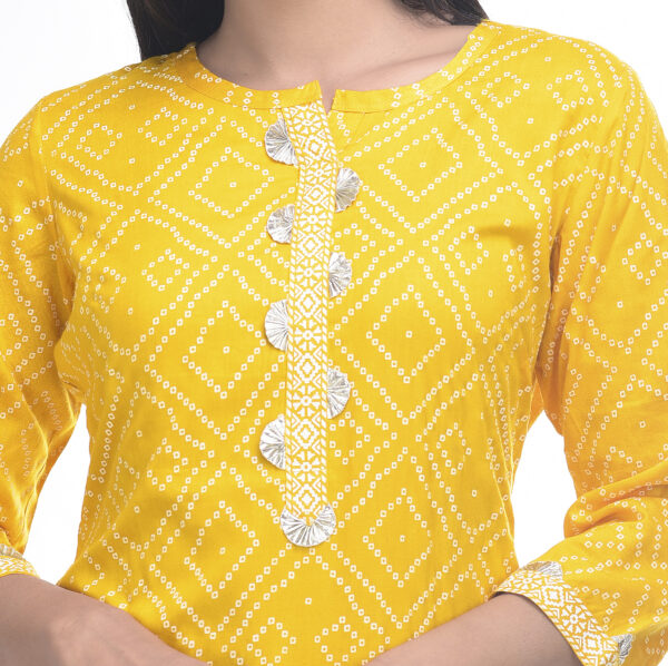 Rayon Jaipuri Bandhej Print Kurta with Gotta Patti Work Manufacturer Wholesale in Jaipur