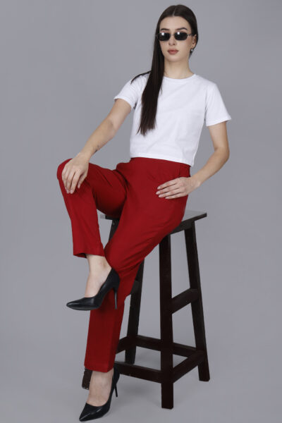 Women Everyday Cotton Pant - Women Maroon Pant - Pack of 8 Pc (S-5XL)