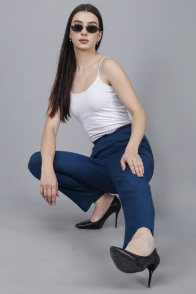 Women Everyday Cotton Pant - Women Peacock Blue Pant - Pack of 8 Pc (S-5XL)