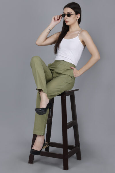 Women Everyday Cotton Pant - Women Pista Green Pant - Pack of 8 Pc (S-5XL)