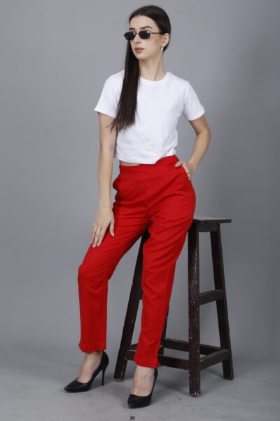 Women Everyday Cotton Pant - Women Red Pant - Pack of 8 Pc (S-5XL)